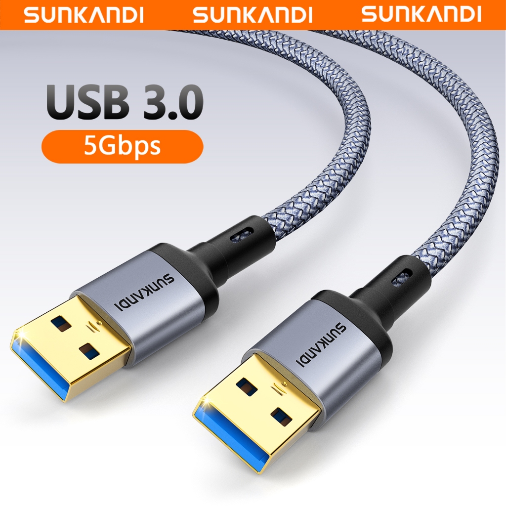 SUNKANDI USB 3.0 ชายกับชายสาย USB Extender พร้อมโล่ถักและขั้วต่ออลูมิเนียมสําหรับกล่องทีวีฮาร์ดไดรฟ์กล้อง USB