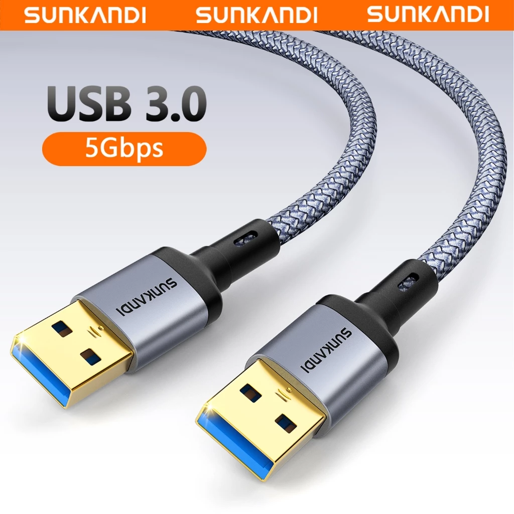 SUNKANDI USB 3.0 ชายกับชายสาย USB Extender พร้อมโล่ถักและขั้วต่ออลูมิเนียมสําหรับกล่องทีวีฮาร์ดไดรฟ์กล้อง USB