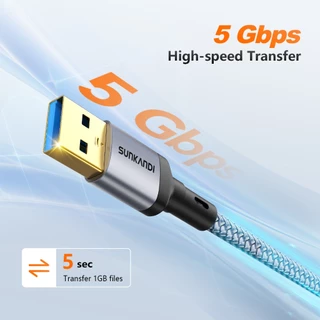 SUNKANDI USB 3.0 ชายกับชายสาย USB Extender พร้อมโล่ถักและขั้วต่ออลูมิเนียมสําหรับกล่องทีวีฮาร์ดไดรฟ์กล้อง USB