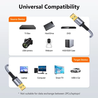 SUNKANDI USB 3.0 ชายกับชายสาย USB Extender พร้อมโล่ถักและขั้วต่ออลูมิเนียมสําหรับกล่องทีวีฮาร์ดไดรฟ์กล้อง USB