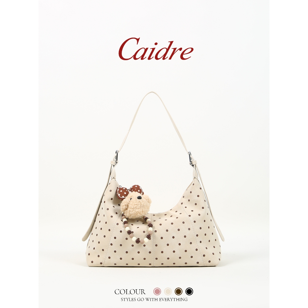 Caidre Cute Polka Dot Tote Bag Niche Shoulder Underarm Bag Commuter Messenger Bag