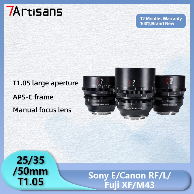 7Artisans 25mm 35mm 50mm T1.05 APS-C สําหรับ Sony E Canon R RF Fuji X M4/3 Leica Sigma Panasonic L