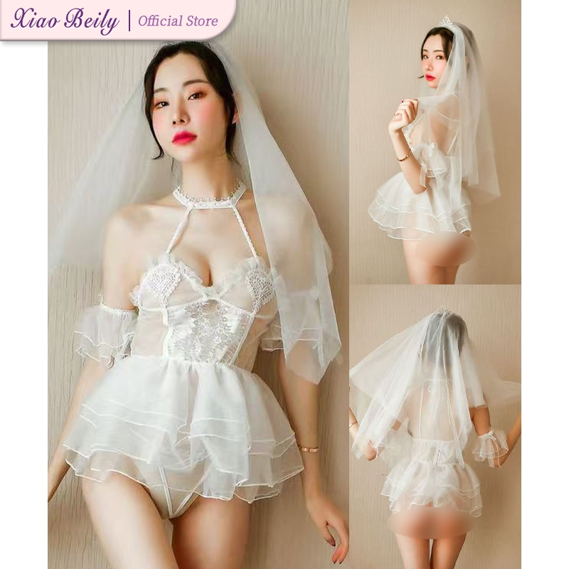 XiaoBeily ชุดแต่งงานแบบมาริย์ สไตล์คอสเพลย์ พร้อมชุดแซ็กซี่สำหรับผู้หญิง ชุดเซ็กซี่ ชุดชั้นในยั่วผัว