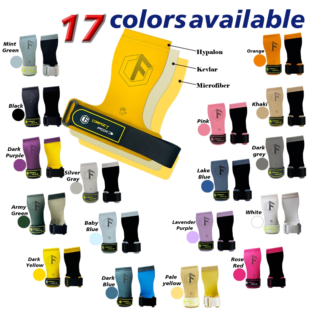 สีสัน Grips ยาง Velites วัสดุ Crazy Fox Calleras Crossfit ยิมนาสติกปาล์มป้องกัน Heavy-Duty ฟิตเนสถุงมือปรับสายรัด