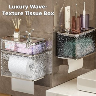 ชั้นวางจัดเก็บแบบไม่ต้องเจาะรู กล่องใส่ทิชชู่ติดผนังอเนกประส…