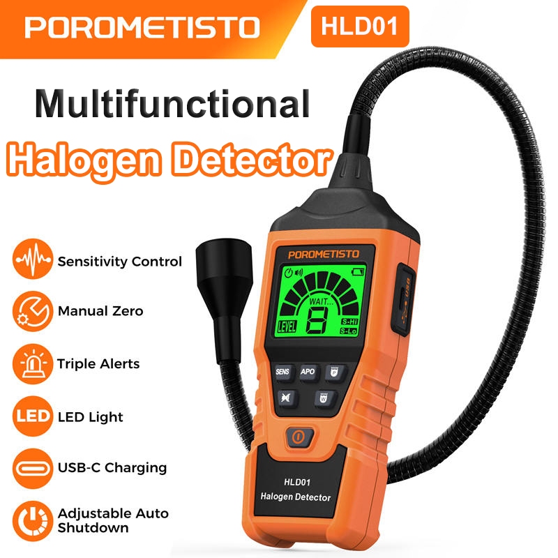 POROMETISTO HLD01 ฮาโลเจนแก๊สรั่วเครื่องตรวจจับความไวสูง Freon รั่ว R22 R410A R134A R1234YF เครื่องป