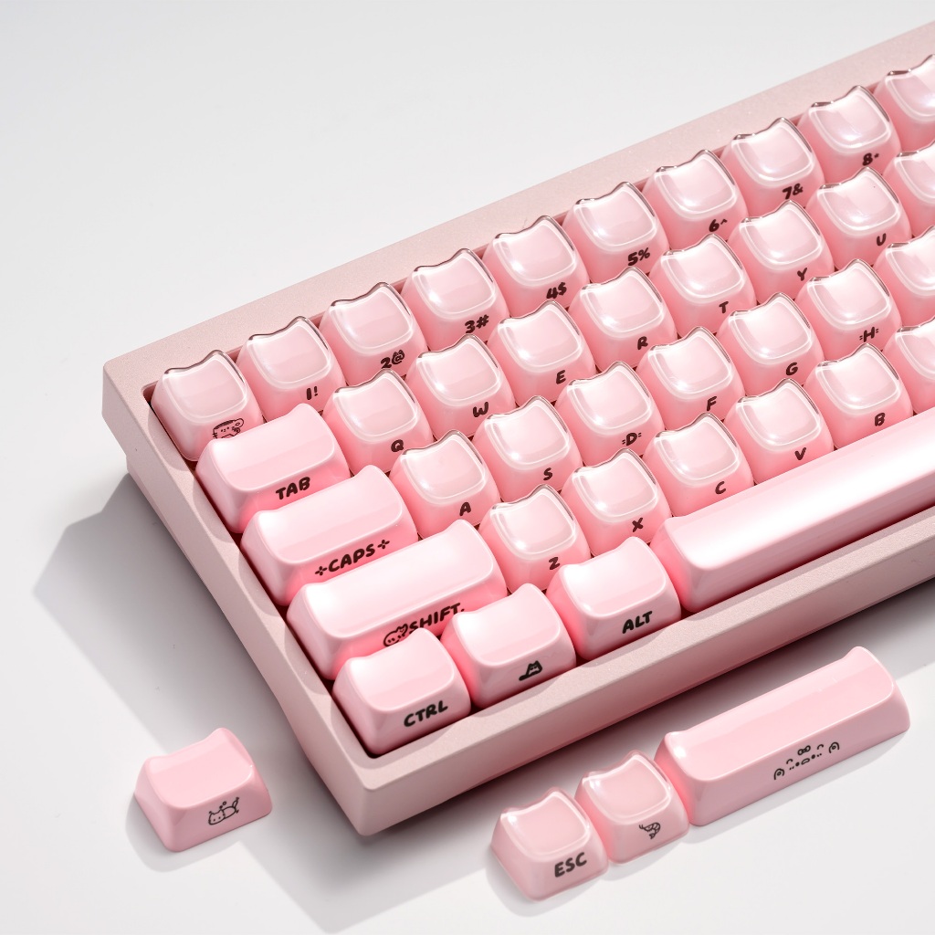 XVX Jelly Jello Pink/Jello Cream White Side-Printed Translucent MAO Profile Keycap 119-Key
