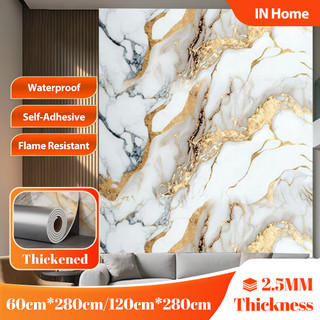 Marble Wall Sticker Wallpaper Roll PVC Waterproof 1.2 x 2.8 Meter Thickness 2.5mm Self-Adhesive Oilproo Wall Decor