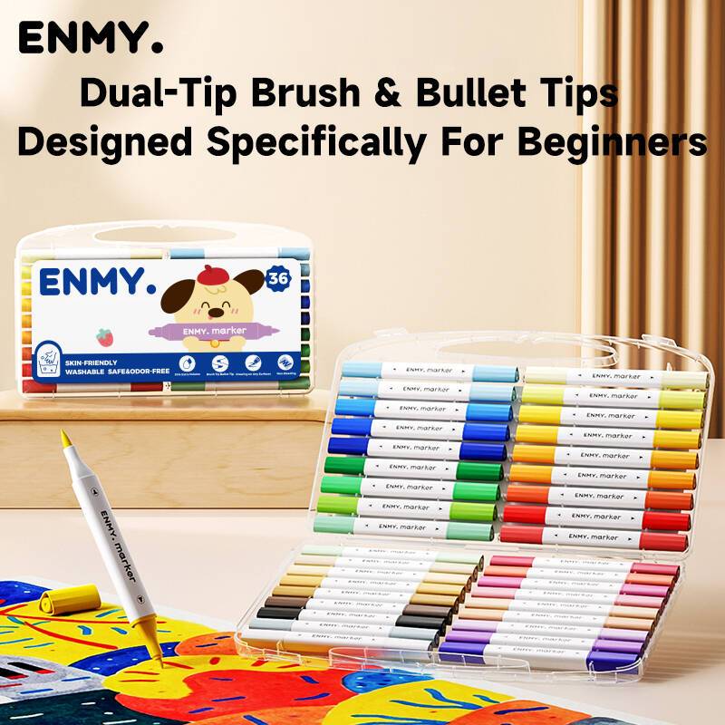ENMY Dual Tips อะคริลิค Marker ล้างทําความสะอาดได้ MARKER ปากกา Arcylic Marker สีวาด Colouring doubl