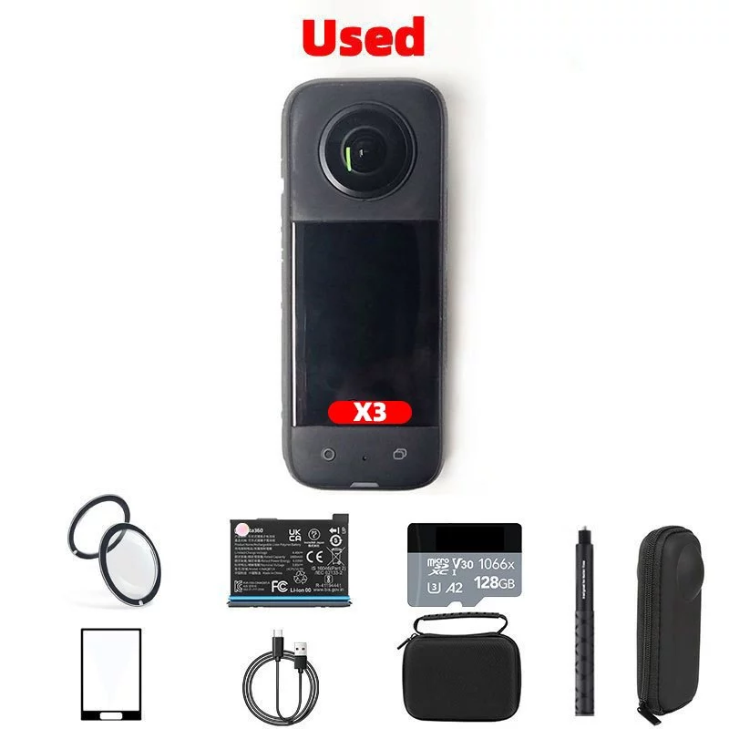 กล้องพาโนรามาสำหรับกล้องแอ็คชั่น Insta360 X3 มือสอง กล้องล่องหน X3 ใช้แล้ว