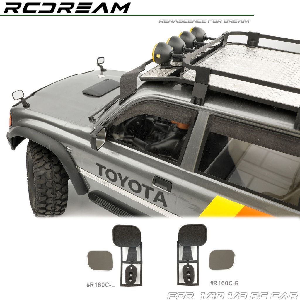 RCDream จําลอง hood-ติดกระจกมองหลังสําหรับ 1/10 FCX10 LC80 Land Cruiser RC รุ่นรถ Crawler อัพเกรดการ