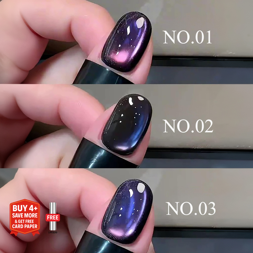 SHAKA สีทาเล็บเจลแคทอายม่วงมงคล 3 สี โดดเด่นมีเสน่ห์ สีทาเล็บเจลแม่เหล็ก เพ้นท์เล็บ โทนสีม่วง แบบแช่ออก ติดทนนาน UV ทำเล็บ [SK208]