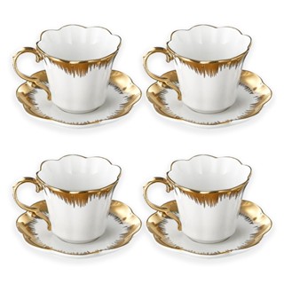 MBB ชุดถ้วยกาแฟ 4 ชิ้น (220 มล.) พร้อมการตัดแต่งสีทอง – 💘ของ…