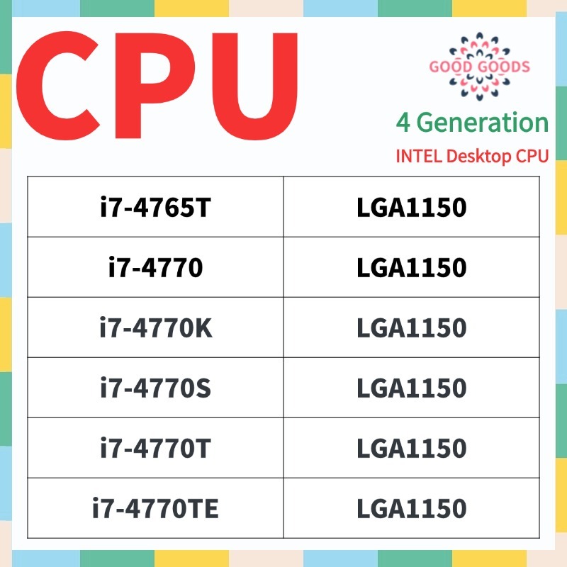 I7-4765T i7-4770 i7-4770K i7-4770S i7-4770T i7-4770TE 4th generation INTEL Core เดสก์ท็อป CPU LGA115