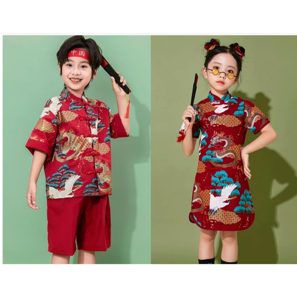 วันเด็กเครื่องแต่งกายเด็กนักเรียนชั้นประถมศึกษาเกมชั้นเสื้อผ้าอนุบาลสไตล์จีน กี่เพ้า เด็กชายเสื้อผ้าประสิทธิภาพรถไฟ