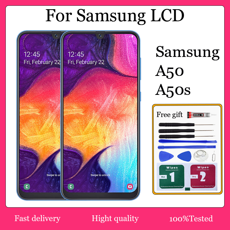 Ori For สําหรับ Samsung Galaxy A50 A50s จอแสดงผล LCD หน้าจอสัมผัสพร้อมการเปลี่ยนกรอบ