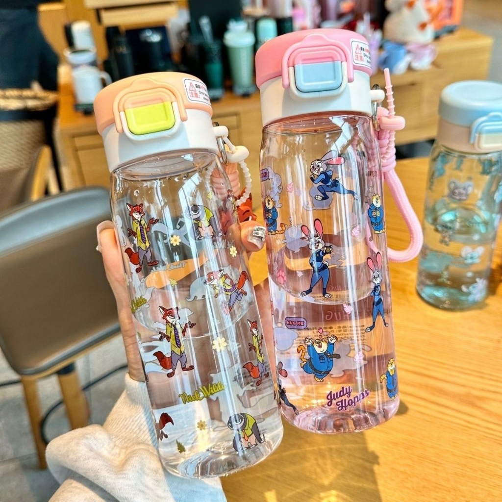 Zootopia Judy Nick Water Cup Girl High-value Double Drinking Cute Children Water Bottle Student tritan Cup