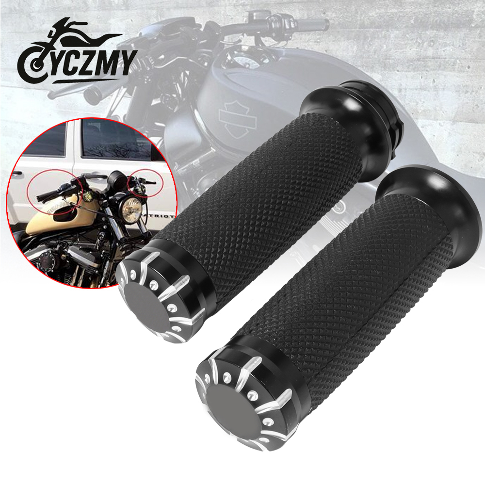 สําหรับ Harley 25 มม.1 รถจักรยานยนต์ Handlebar Grips สําหรับ Sportster XL883 XL1200 Touring Dyna Softail Road King สีดํา ราคา ถูกที่สุด ดีลบีเคเค แกลเลอรีภาพที่ 3