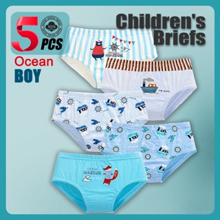 ชุดกางเกงในเด็กผู้ชาย แพ็ค 5 ชิ้น ทำจากผ้าฝ้าย 100%, ระบายอา…