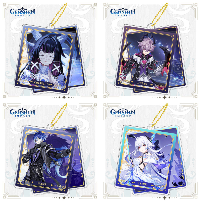 Genshin impact พวงกุญแจ Columbina Furina การ์ดใสสองชิ้นพวงกุญแจจี้อะคริลิค