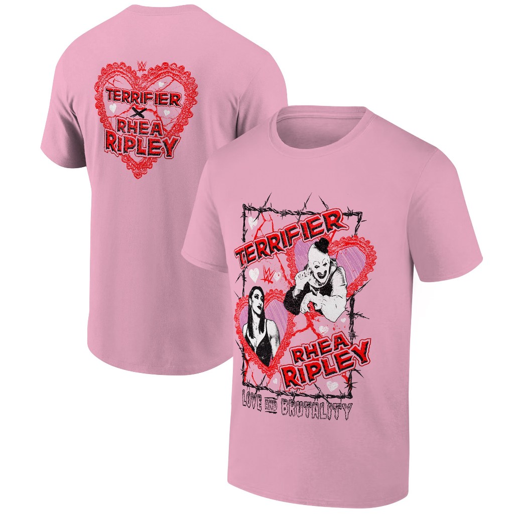 Wwe Mens Ripple Junction Pink Rhea Ripley Love and Brutality เสื้อยืด