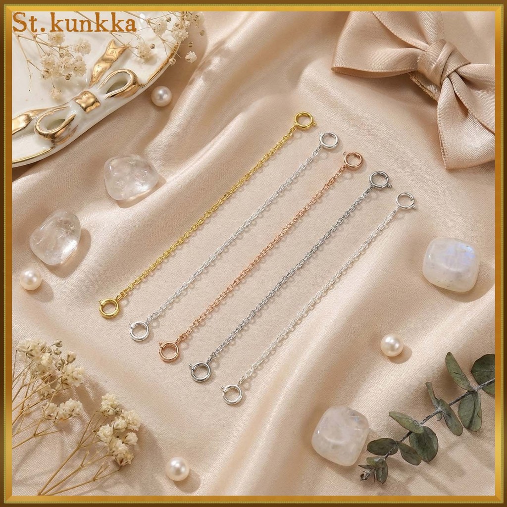 หางโซ่ต่อความยาวสร้อยคอเงินแท้ S925 / หางโซ่สร้อยข้อมือชุบทอง 18K พร้อมตะขอสปริงกลม 2 ตัว 1 เส้น สำหรับทำเครื่องประดับ DIY