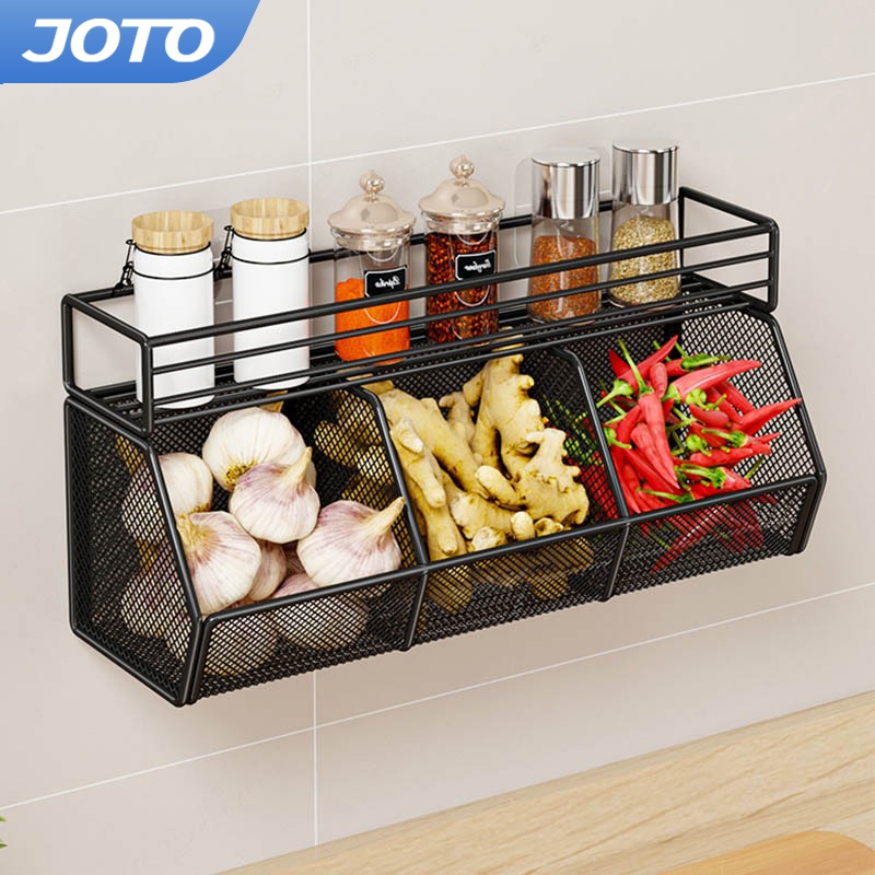 JOTO ชั้นวางของในครัว ชั้นวางเครื่องปรุงติดผนัง 2/3 ชั้น ทนทานแข็งแรง กันน้ำ ไม่ต้องเจาะรู