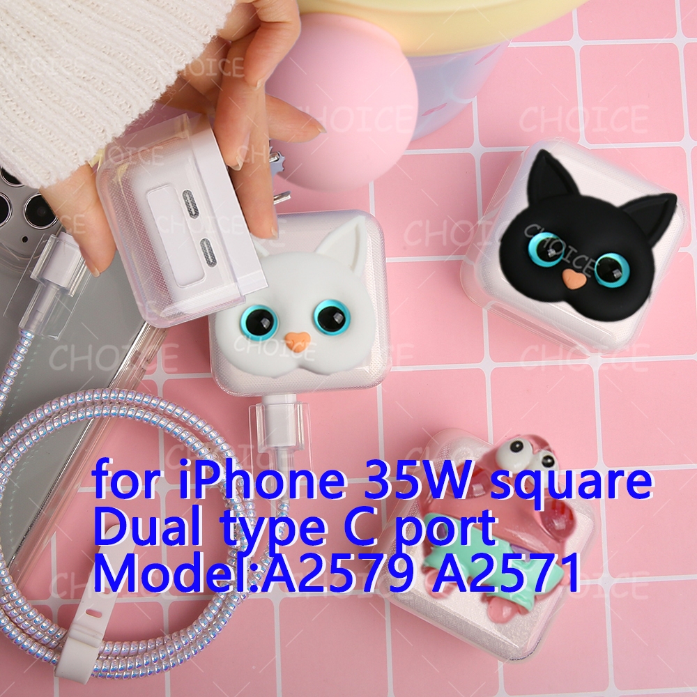 สําหรับ 35W ตาราง A2571 A2579 คู่ type-C-ports 1 เมตรสายไฟดอกไม้ charger cove สําหรับ iPhone15 14 Fast ข้อมูล 1 เมตรสายที่เหมาะสม Charger เคสป้องกัน M2 M3 air 13