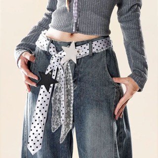 ผ้าพันคอและเข็มขัดลายจุด สไตล์ยีนส์ย้อนยุค เข็มขัดลายจุดสำหร…
