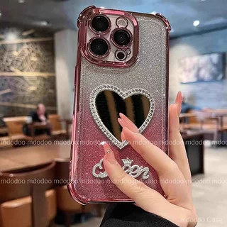 Diamond Love Mirror เคส For VIVO V70 FE V60 V50 V40 Lite V29E V30 Pro 5G V29 V27E V27 V21 Y29S Y04 Y72 Y16 4G S1 Y19 Y56 Y36 Y27S Y12A Y20 Y20i Y20S G Y11S Y12S 2021 Luxury Plating Fine hole Anti-drop Crystal Pearl Chain Exquisite Soft Phone Case JD 11