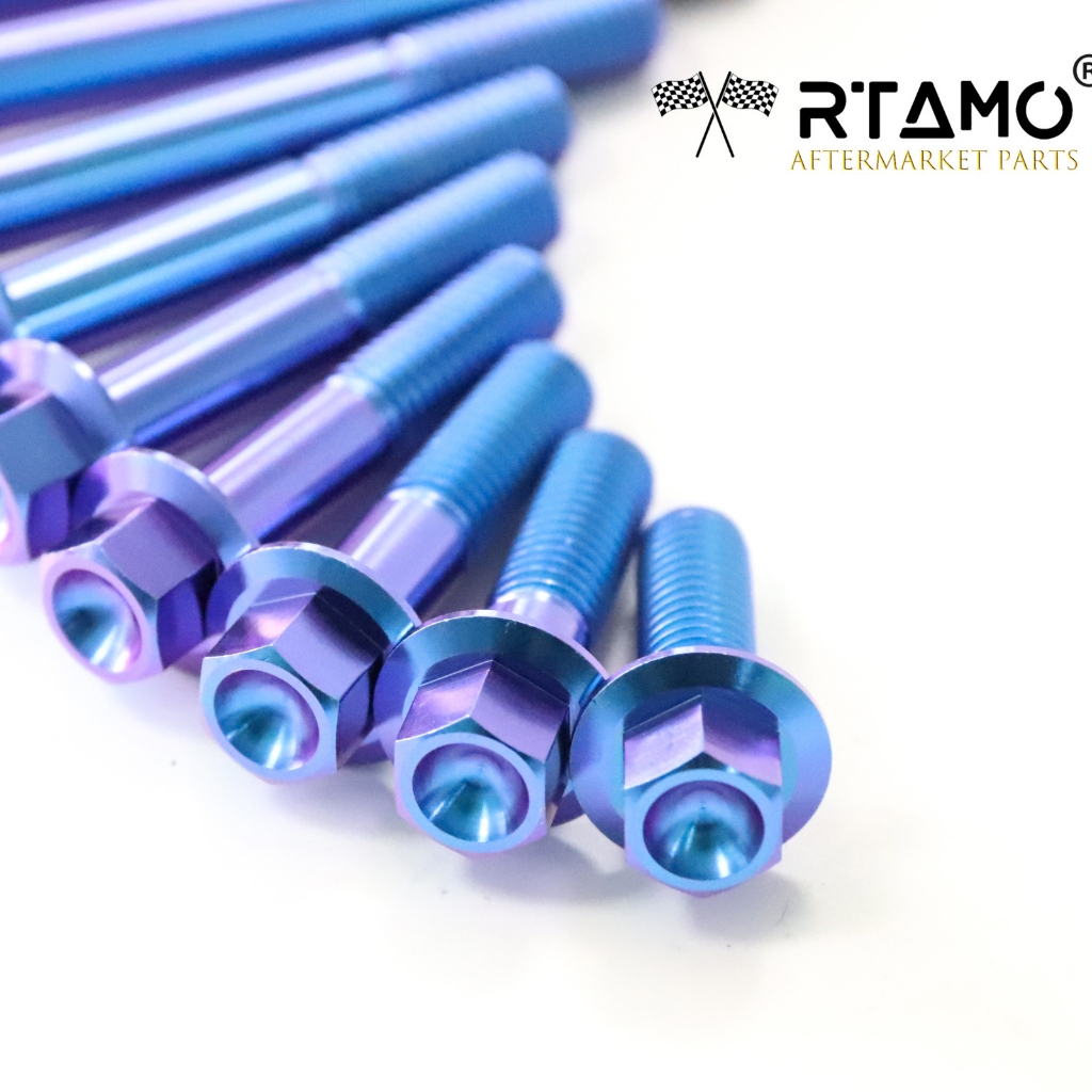 RTAMO ไทเทเนียม Gr5 M8x20-85L M10 (เบอร์ 14)x35 40 53L Hex Flange Big Head Caliper Bolt Brembo GP4 RX M50 M50s