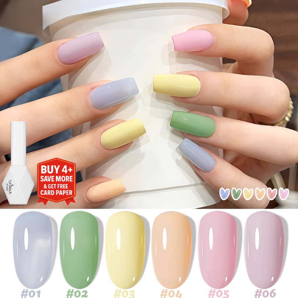 SHAKA สีทาเล็บเจลสาวหวานยามบ่าย ลุคหวานนุ่มนวล เพ้นท์เล็บ โทนครีมนุ่ม แบบแช่ออก ติดทนนาน UV ทำเล็บ [