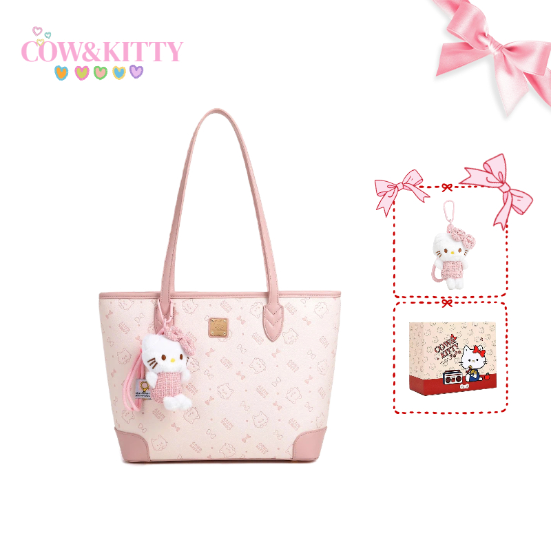 กระเป๋าโททสีชมพู Cow&Kitty กระเป๋าสะพายไหล่ กระเป๋าถือสตรีหนัง PU แบบทนทาน ดีไซน์เรียบง่าย ใช้ได้ทั้งงานประจำและงานออกงาน