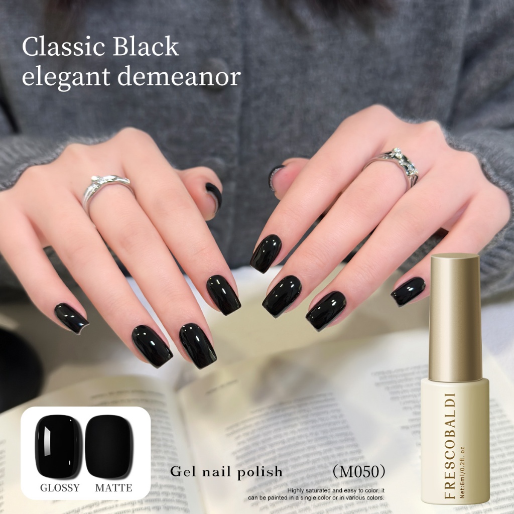 FRESCOBALDI 6ml ยาทาเล็บเจลสีดำคลาสสิก ติดทนนาน สีสดใส เหมาะสำหรับการทำเล็บแบบ DIY