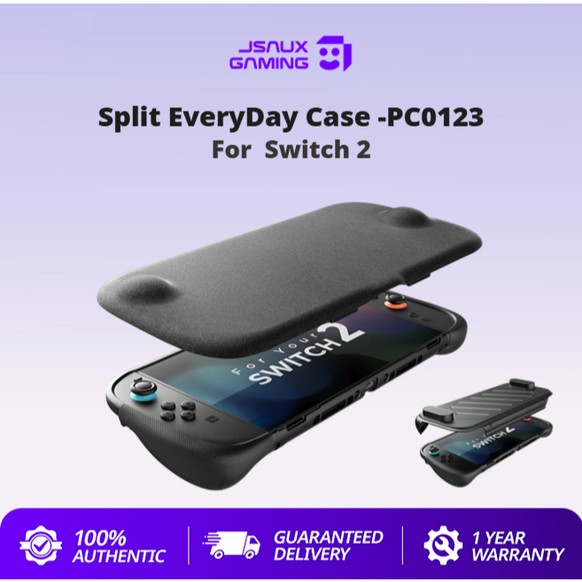 JSAUX แยก EveryDay สําหรับ Switch 2 เคสป้องกันสําหรับ Nintendo Switch 2 Non-Slip Ergonomic Grip, Storage สําหรับ 10 การ์ดเกม, รองรับการใช้งานขาตั้ง, การดูดซับแรงกระแทก-PC0123