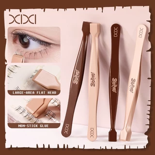 XIXI แหนบการประยุกต์ใช้ขนตาป้องกันกาว - สแตนเลสหัวแบน, เครื่องมือขนตาปลอมที่มีความแม่นยําสูงและกาว จีเจ-236