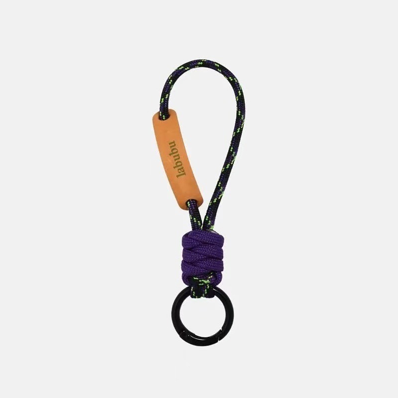 (Lanyard Only) Hirono Bear Plush Lanyard Color Block Hand-Braided Paracord Keychain Bag Charm Trendy