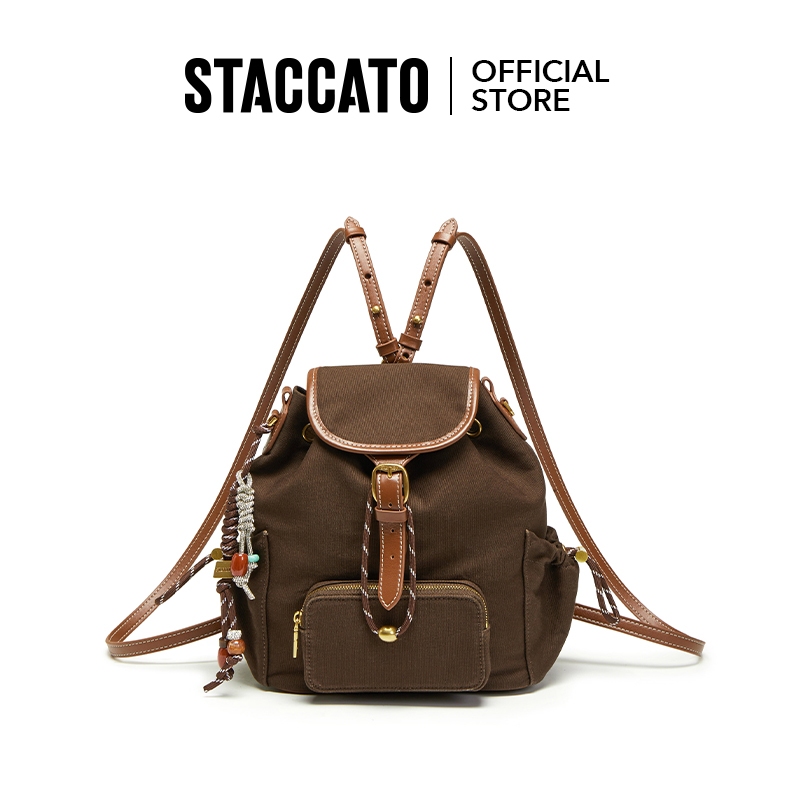 Staccato Women's Backpack Shoulder Bag กระเป๋าเป้สะพายไหล่สไตล์วินเทจ อเนกประสงค์ X8389