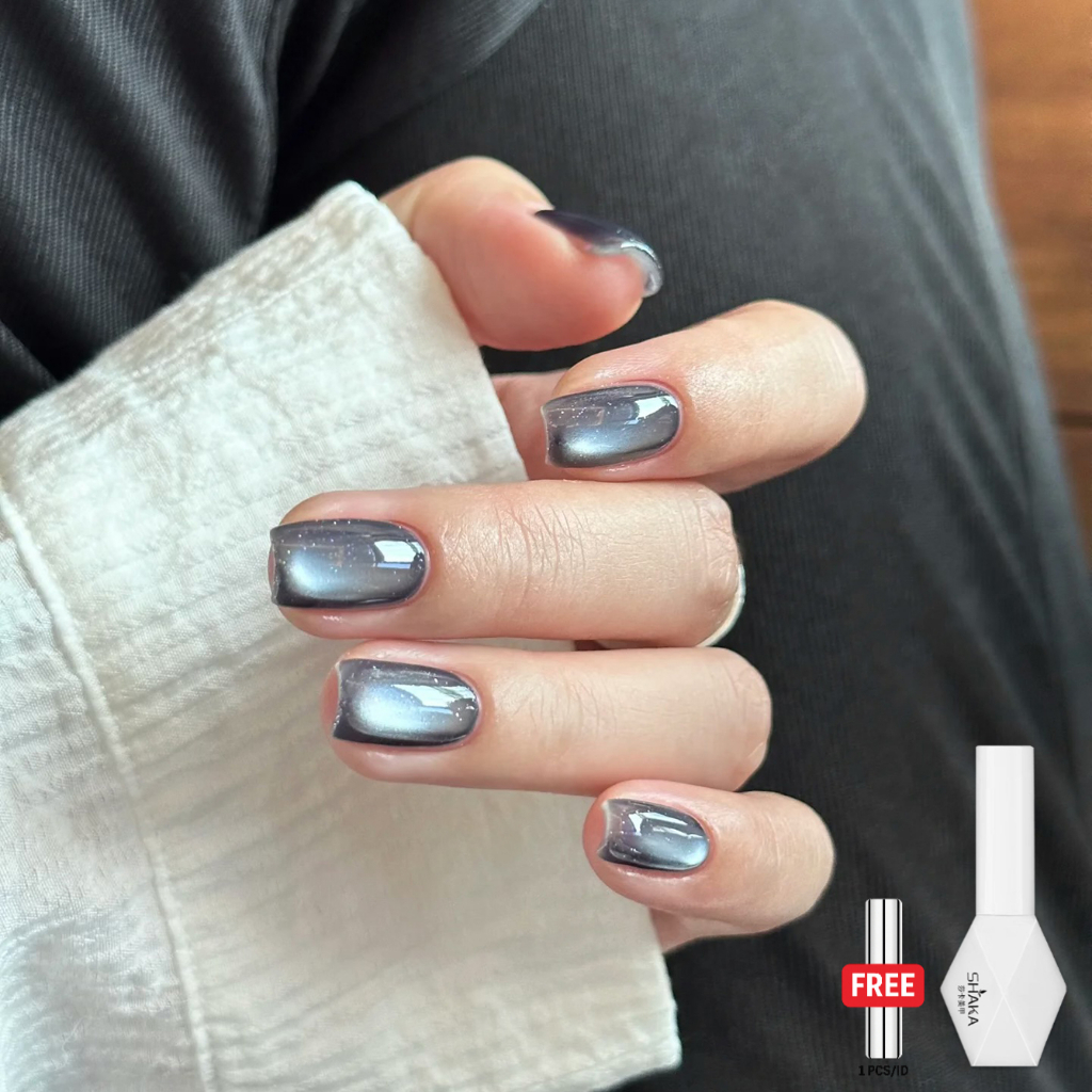 SHAKA สีทาเล็บเจลแม่เหล็กสีน้ำเงินเที่ยงคืน แสงประกายแบบกาแล็กซี่ เพ้นท์เล็บ สีทาเล็บเจลแคทอาย โทนสีน้ำเงิน แบบแช่ออก ติดทนนาน UV ทำเล็บ [SK366]