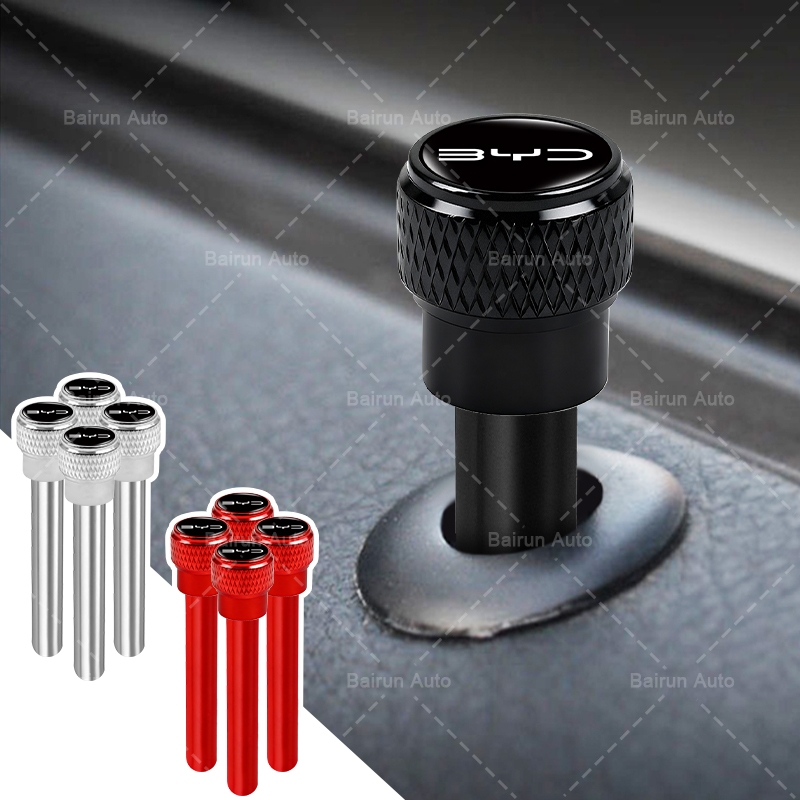 1/4pcs อลูมิเนียมรถประตูล็อค Pin รถประตูล็อคปุ่มสําหรับ BYD Atto 3 หยวน Plus F3 E6 F0 G3 I3 Ea1 เพลง