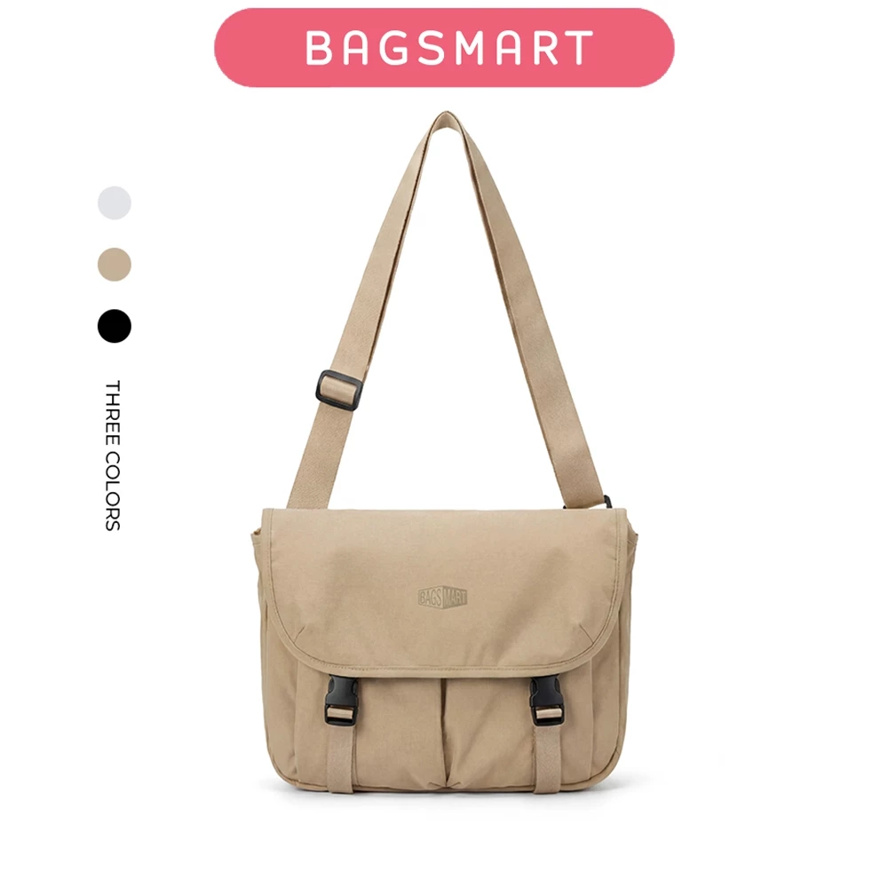 BAGSMART กระเป๋าสะพายข้าง Messenger Bag ใส่ iPad 11 นิ้ว มีหลายช่อง สายปรับได้ น้ำหนักเบา กันละอองน้ำ