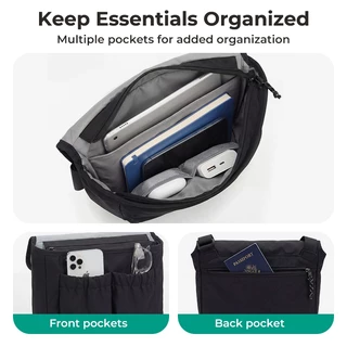 BAGSMART กระเป๋าสะพายข้าง Messenger Bag ใส่ iPad 11 นิ้ว มีหลายช่อง สายปรับได้ น้ำหนักเบา กันละอองน้ำ