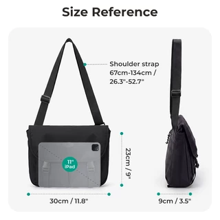 BAGSMART กระเป๋าสะพายข้าง Messenger Bag ใส่ iPad 11 นิ้ว มีหลายช่อง สายปรับได้ น้ำหนักเบา กันละอองน้ำ
