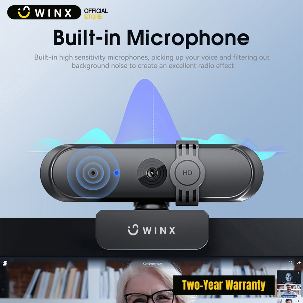 WINX WX-AV102 เว็บแคม Full HD หมุนได้ 360 องศาพร้อมไดรเวอร์ไมโครโฟนในตัวฟรีรับประกัน 2 ปี