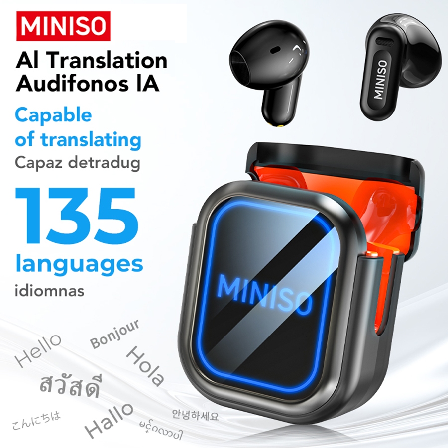 มินิโซ MS109 AI การแปลหูฟังบลูทูธ แปลภาษาเวลาจริง บลูทู ธ 6.0 IPX5 จอแสดงผล LED กันน้ํา TWS หูฟังไร้สาย