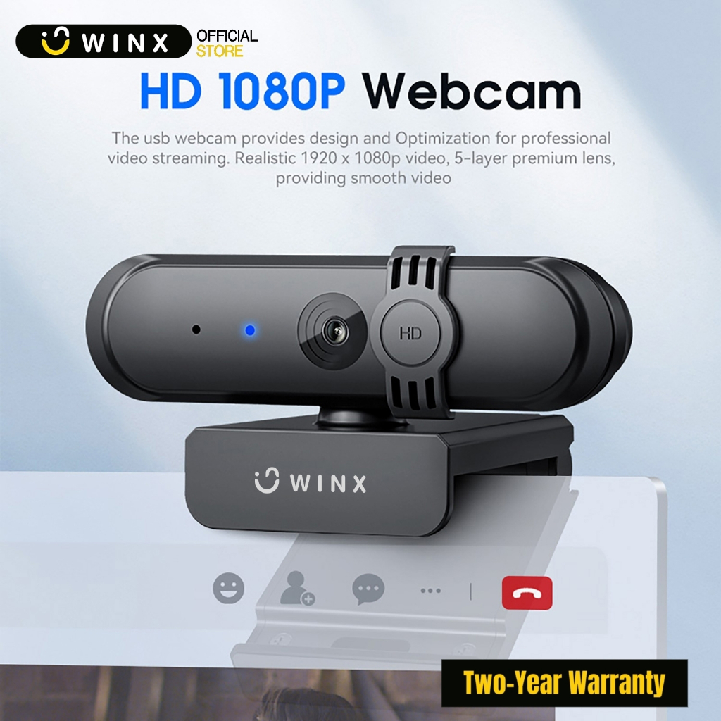 WINX 1080P HD USB Web Camera พร้อมไมโครโฟน Online Class เหมาะสําหรับแล็ปท็อปพีซีรับประกัน 2 ปี