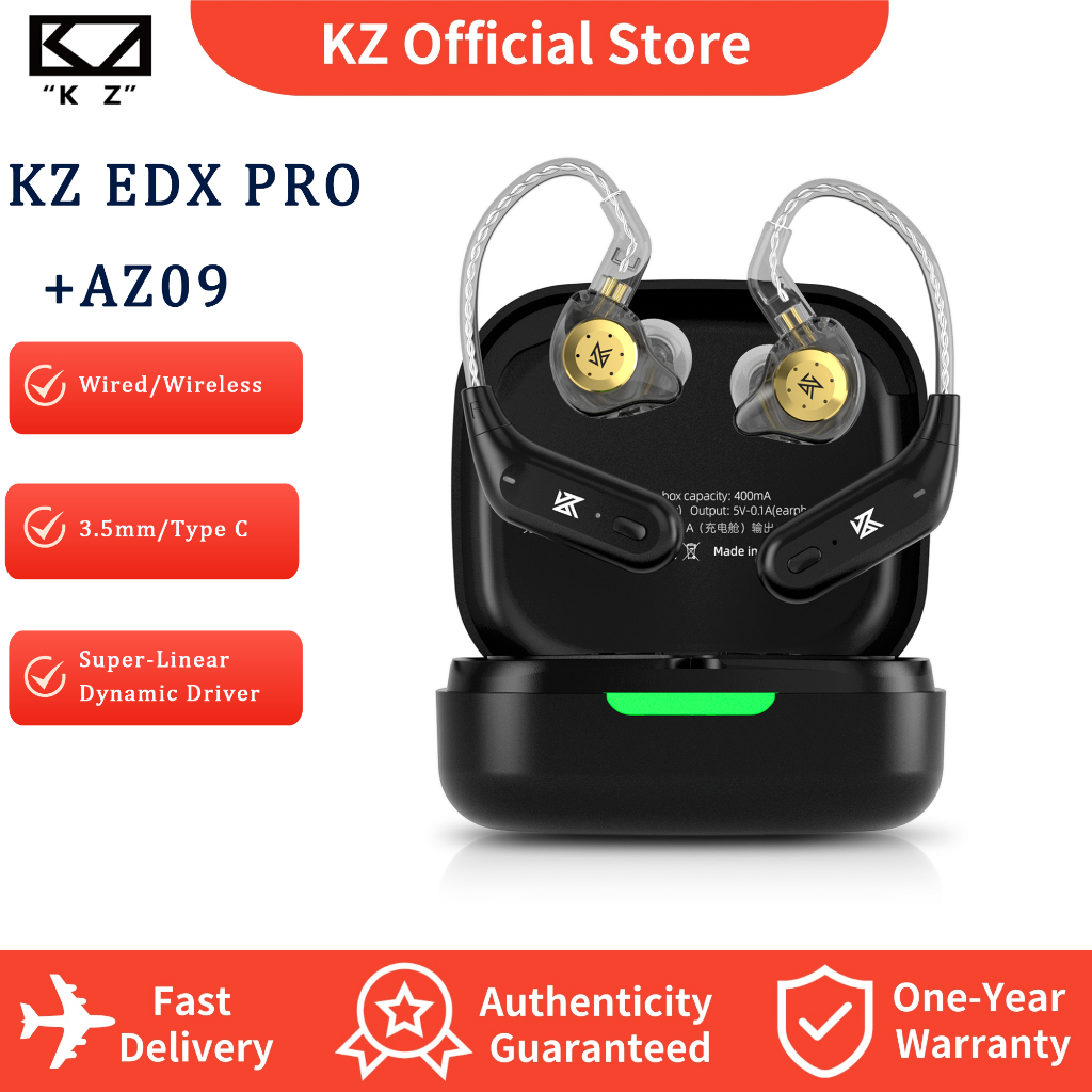 KZ EDX PRO หูฟังแบบมีสายแบบไดนามิกหูฟัง in Ear Monitor IEM พร้อม AZ09 อะแดปเตอร์บลูทูธโมดูลไร้สายหู Hook