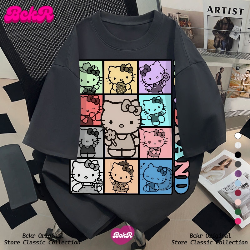 【จัดส่งตลอด 24 ชั่วโมง】🔥BCKR แมตช์ได้ทุกแบบ ลายแมวน้อย เสื้อผญ เสื่อยืด🐱oversize คอกลม เสื้อYG4467