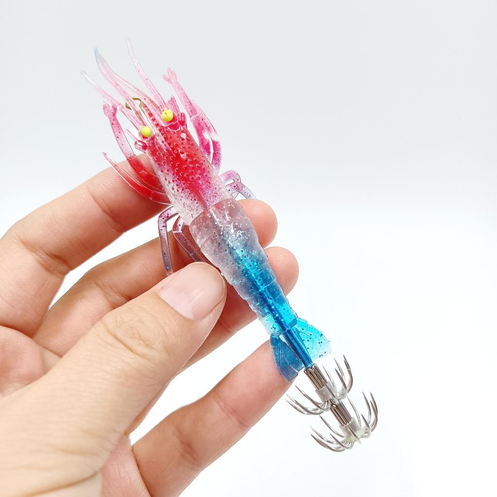 DUODUOYU ใหม่ กุ้งปลาหมึก Jig เหยื่อตกปลา 10g/100 มม. แบบช้า sinking และมีแสง สำหรับการตกปลาน้ำทะเล