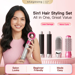 【Best Value 5in1】STAYOUNG 5 In 1 Hair Styler C2 Blower Straightener Curling Iron Volumizer upgrade to C1 Pro version stronger power